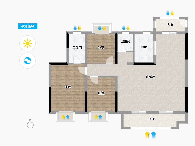 湖北省-黄冈市-卓尔·黄冈客厅-112.20-户型库-采光通风