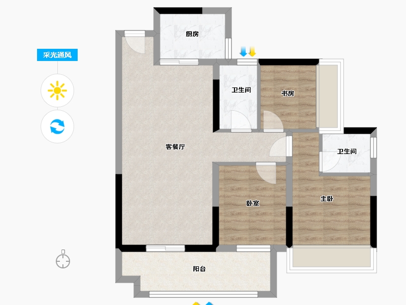 江苏省-苏州市-景园-81.00-户型库-采光通风