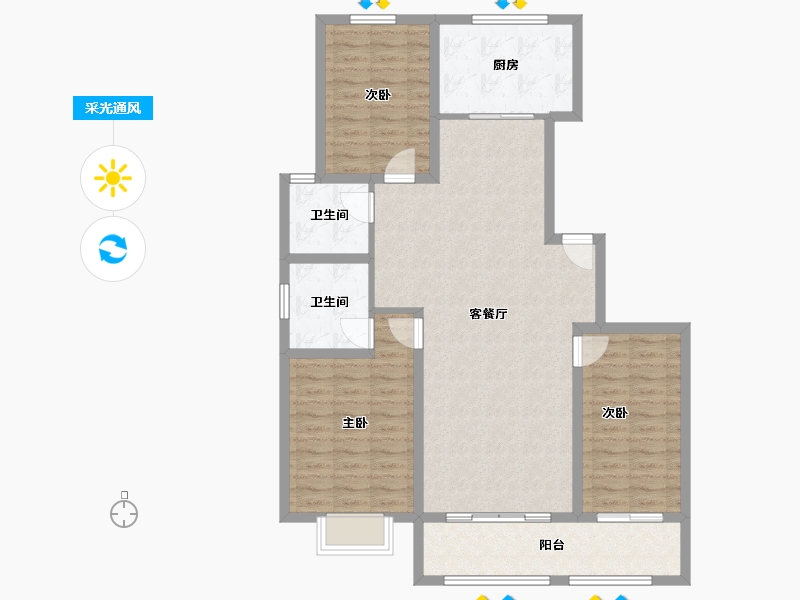 山东省-泰安市-东平文轩华庭-104.97-户型库-采光通风