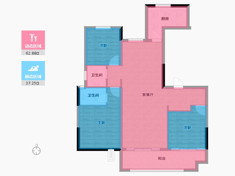 陕西省-榆林市-盛景蘭亭-90.15-户型库-动静分区