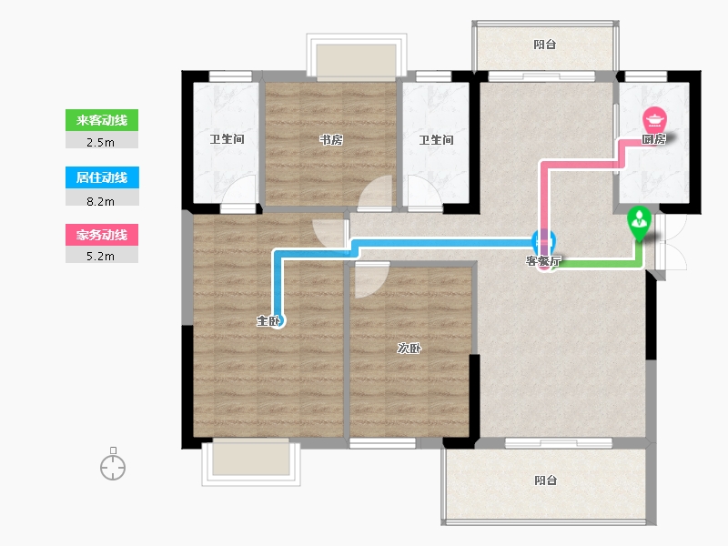 湖北省-宜昌市-华景宜都府-93.57-户型库-动静线