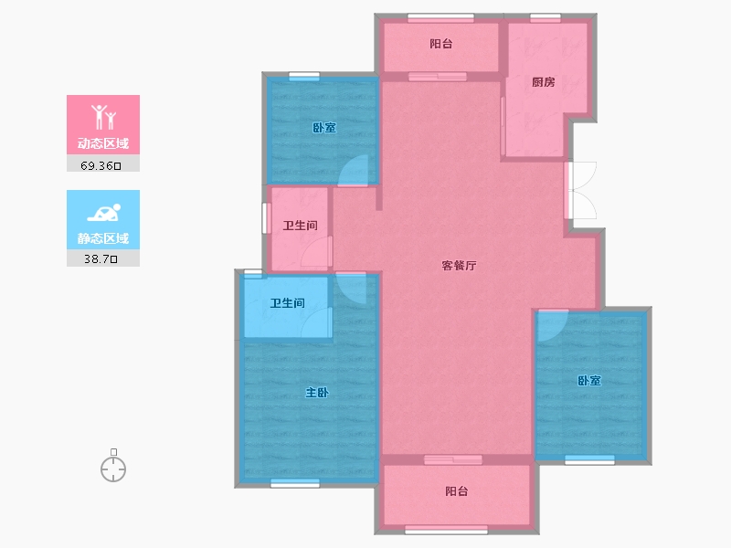 湖北省-黄冈市-黄梅·北瑞景-98.53-户型库-动静分区