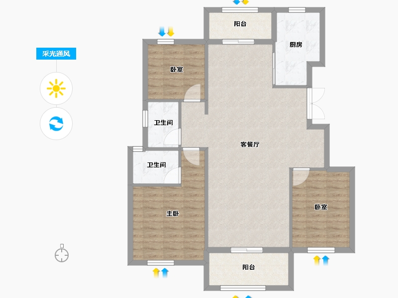 湖北省-黄冈市-黄梅·北瑞景-98.53-户型库-采光通风