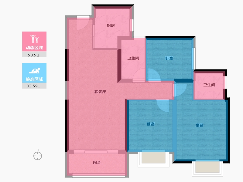 四川省-绵阳市-华丽河畔-73.67-户型库-动静分区