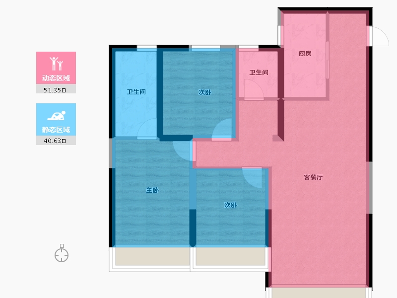 内蒙古自治区-呼和浩特市-金地江山风华-81.71-户型库-动静分区