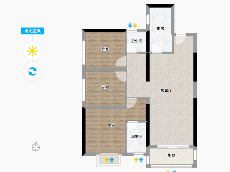 四川省-绵阳市-华丽河畔-77.42-户型库-采光通风