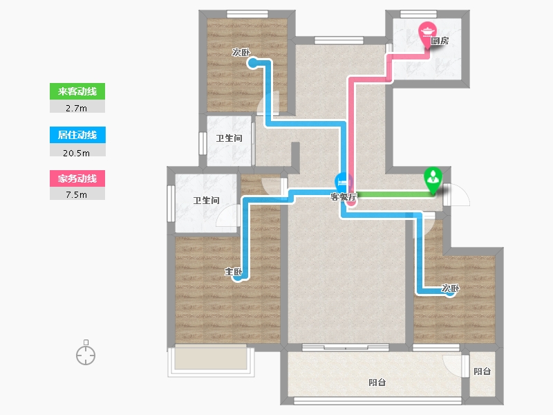 安徽省-宿州市-金荣·金源里-93.60-户型库-动静线