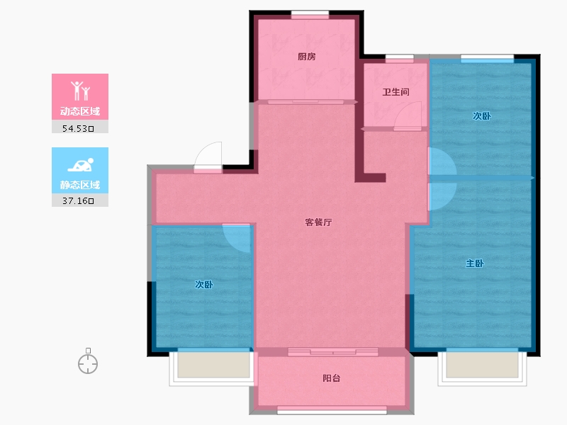 重庆-重庆市-碧桂园祟德府-82.89-户型库-动静分区