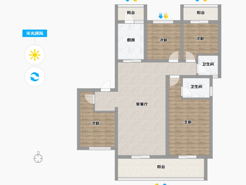 贵州省-铜仁市-桐达翰林居-110.90-户型库-采光通风