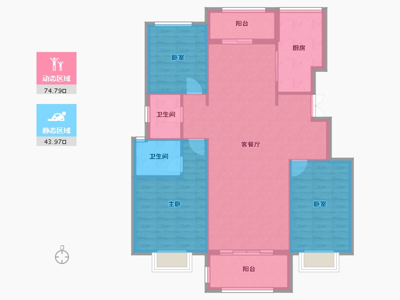 湖北省-黄冈市-黄梅·北瑞景-108.75-户型库-动静分区