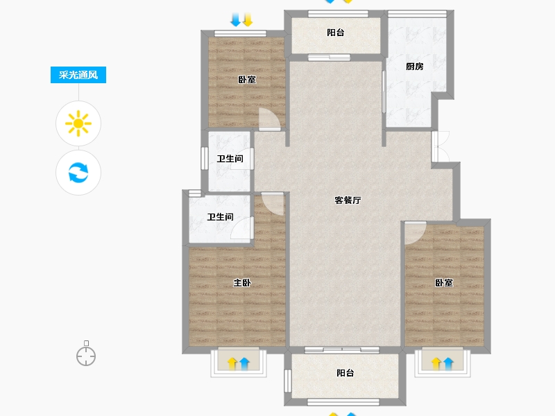 湖北省-黄冈市-黄梅·北瑞景-108.75-户型库-采光通风