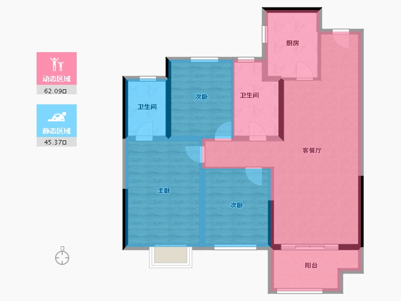 陕西省-榆林市-金沙御庭-96.17-户型库-动静分区