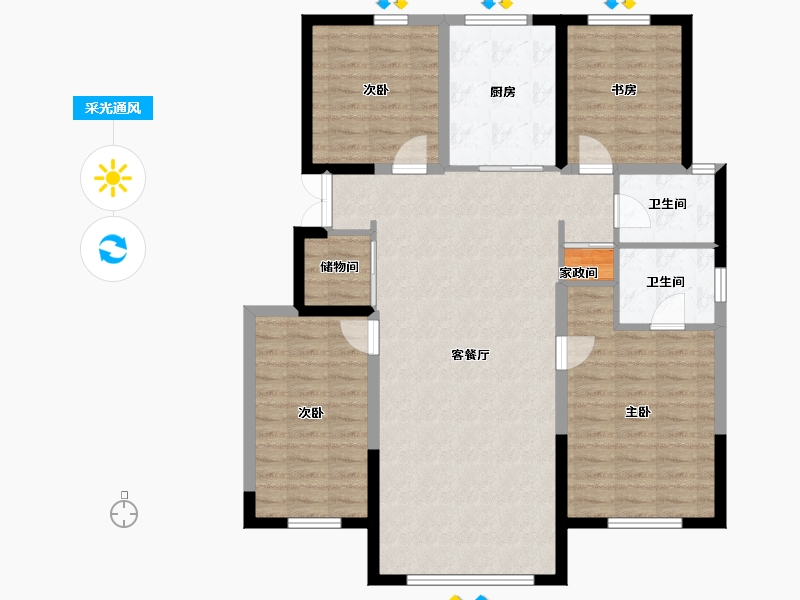 内蒙古自治区-呼和浩特市-金地江山风华-111.99-户型库-采光通风