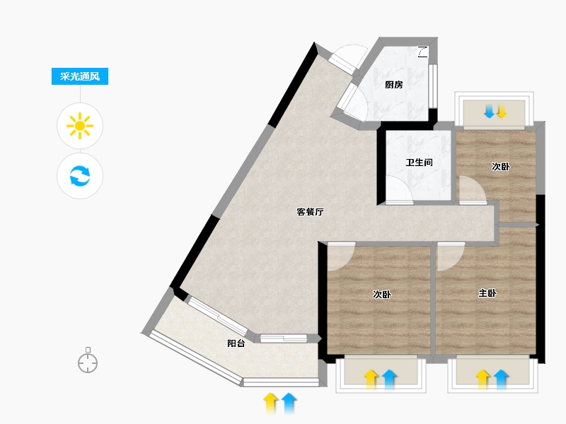 江西省-上饶市-三水·湖畔壹号-64.77-户型库-采光通风