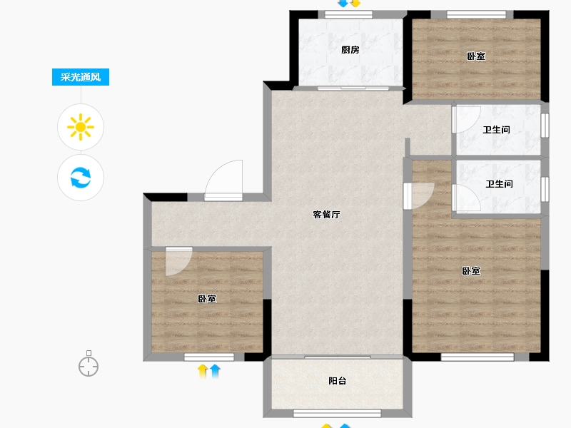 宁夏回族自治区-中卫市-中卫碧桂园-94.88-户型库-采光通风