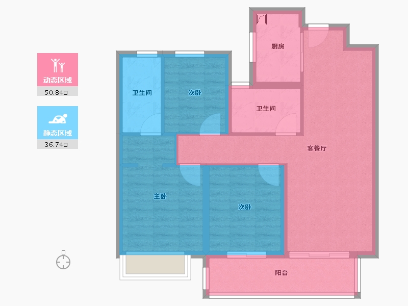 湖北省-荆州市-阳光城文澜公馆-77.93-户型库-动静分区