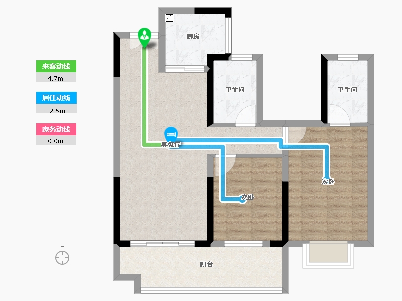 云南省-红河哈尼族彝族自治州-​融创九熙府-72.14-户型库-动静线