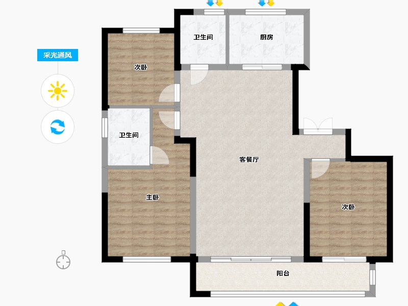 宁夏回族自治区-银川市-宁夏中房花语轩-109.60-户型库-采光通风