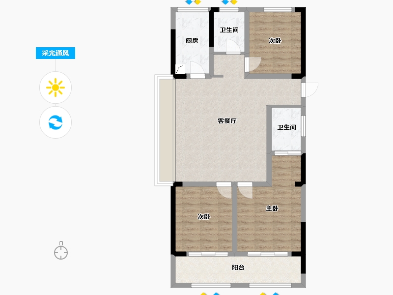 安徽省-芜湖市-北泰御府-88.78-户型库-采光通风