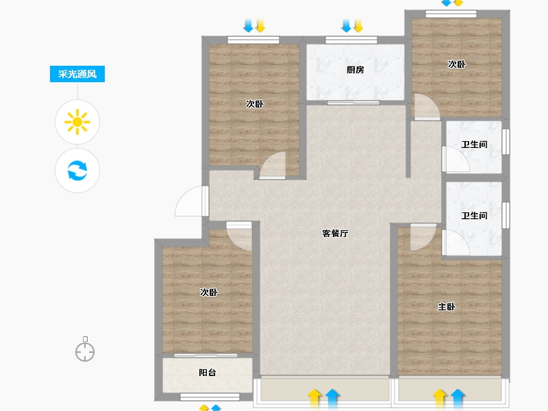 山东省-东营市-城投玺悦华府-112.00-户型库-采光通风