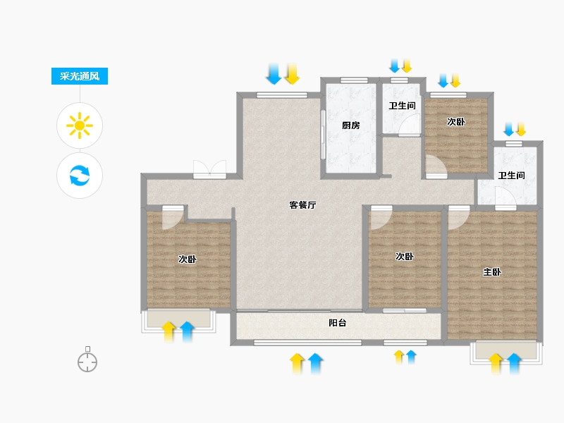 山东省-东营市-海成御苑-152.01-户型库-采光通风