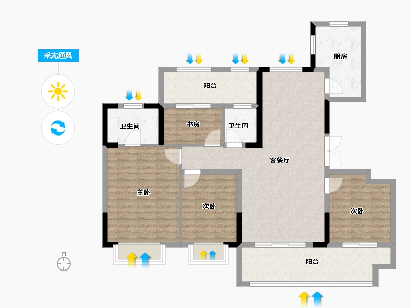 河南省-三门峡市-长安玖号院-111.28-户型库-采光通风