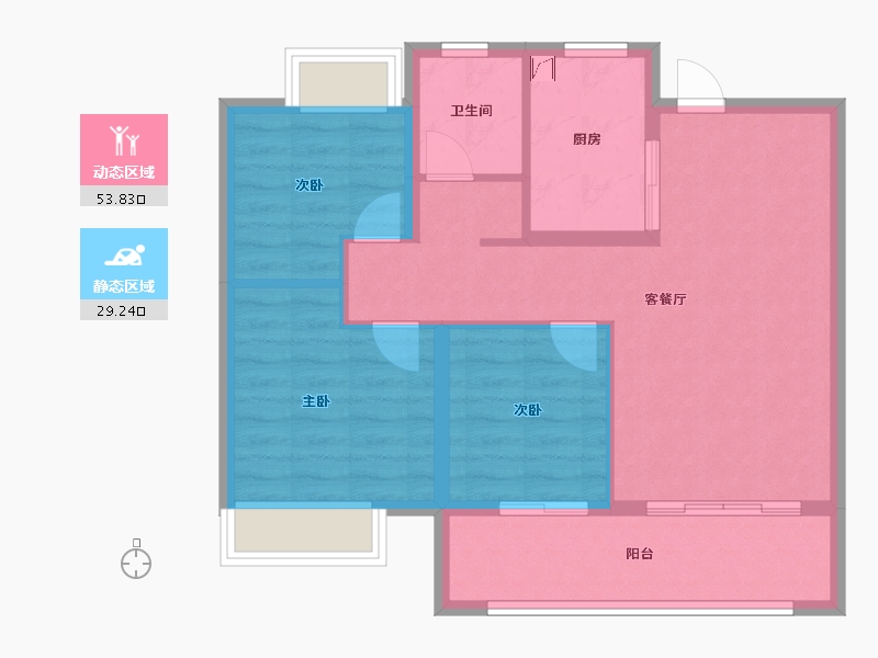 江苏省-扬州市-华侨城万科侨城里-74.41-户型库-动静分区