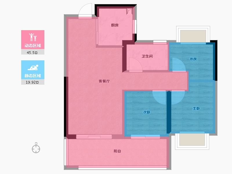 湖北省-荆州市-荆州当代城MOMΛ-57.64-户型库-动静分区