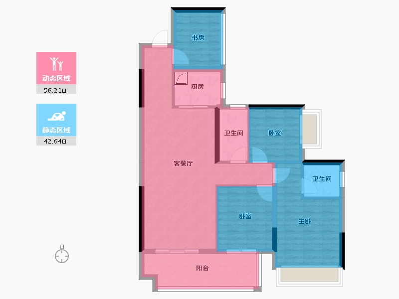 广西壮族自治区-贵港市-华控·恒力尊府-88.22-户型库-动静分区