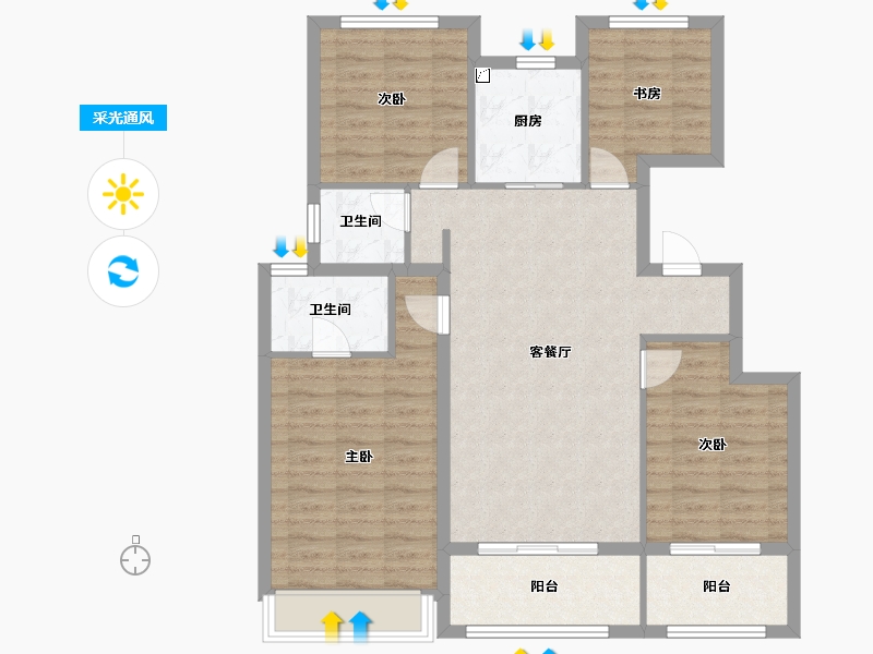 江苏省-扬州市-中信泰富锦玥府-98.41-户型库-采光通风