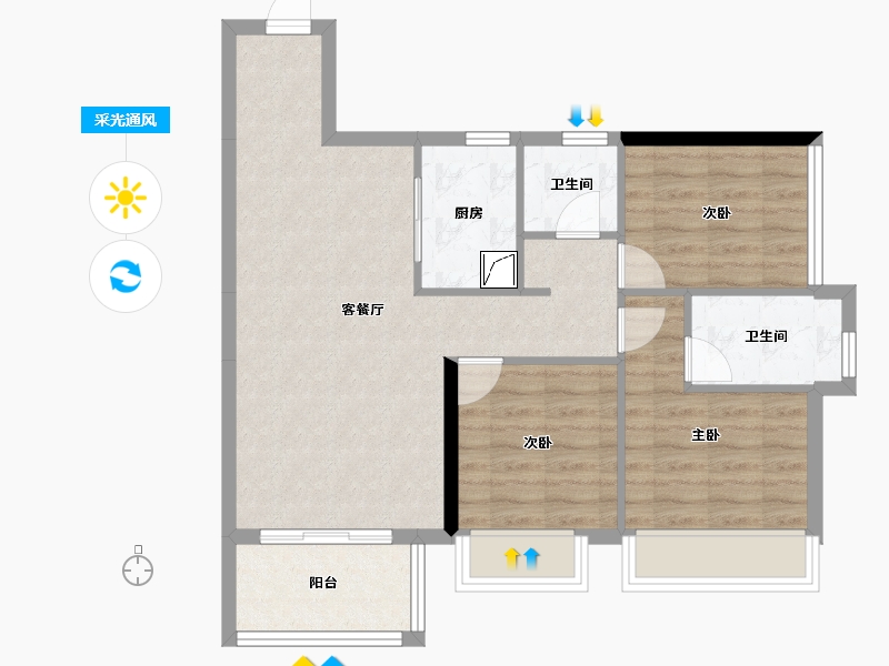 广西壮族自治区-贵港市-盛世臻山府-73.83-户型库-采光通风