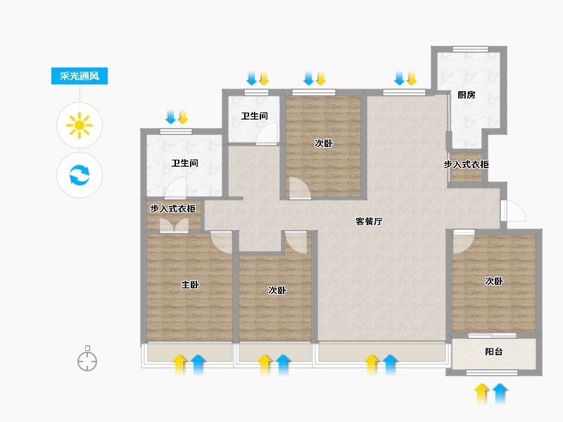 山东省-东营市-城投玺悦华府-144.01-户型库-采光通风