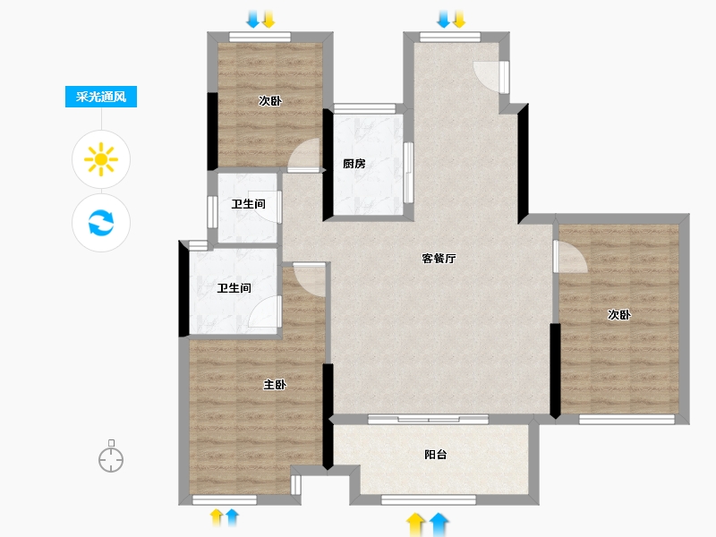 福建省-莆田市-融信悦著-94.55-户型库-采光通风