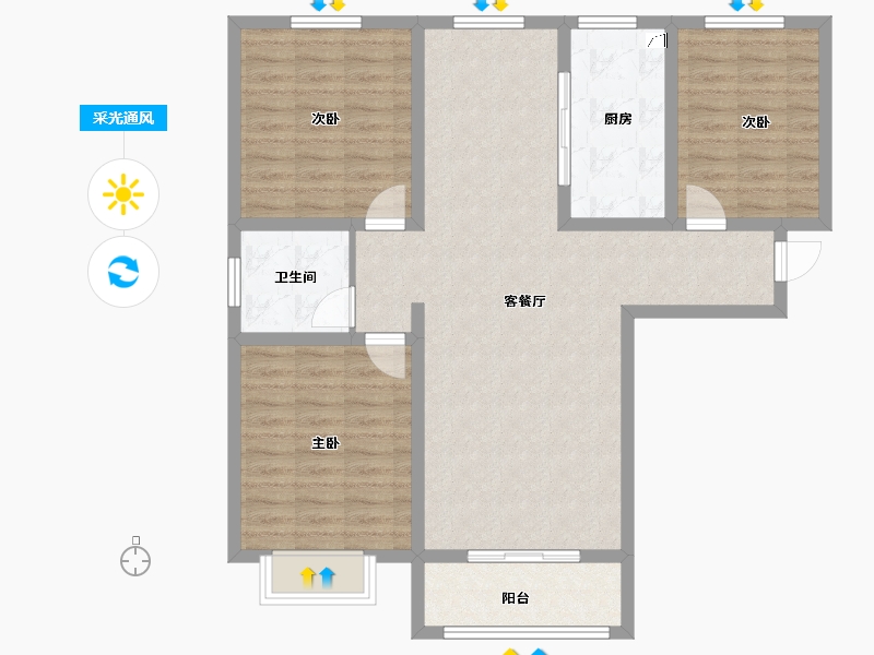 河南省-三门峡市-天河城珺园-96.62-户型库-采光通风