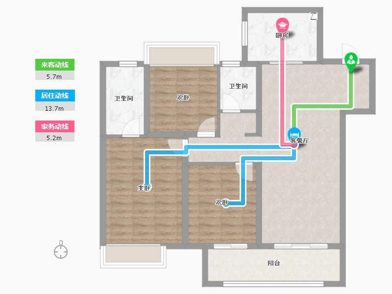 江苏省-扬州市-华侨城万科侨城里-95.21-户型库-动静线