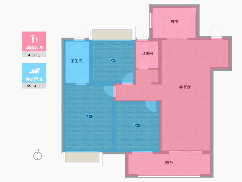 江苏省-扬州市-华侨城万科侨城里-95.21-户型库-动静分区