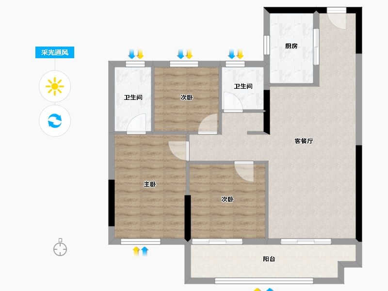 福建省-莆田市-融信悦著-84.43-户型库-采光通风