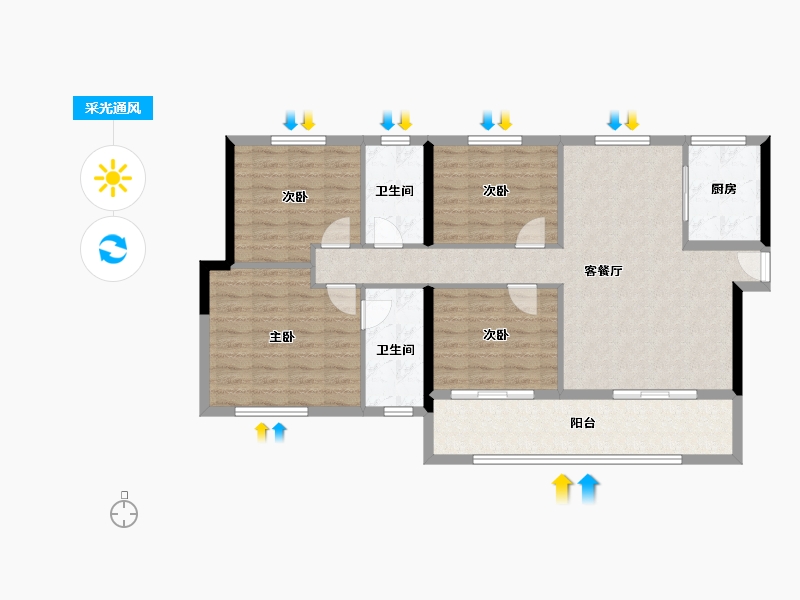 福建省-莆田市-皇庭美域外滩玉玺-105.23-户型库-采光通风