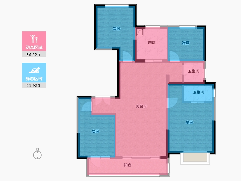 河北省-唐山市-润唐瑞府-96.40-户型库-动静分区