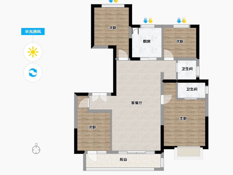 河北省-唐山市-润唐瑞府-96.40-户型库-采光通风