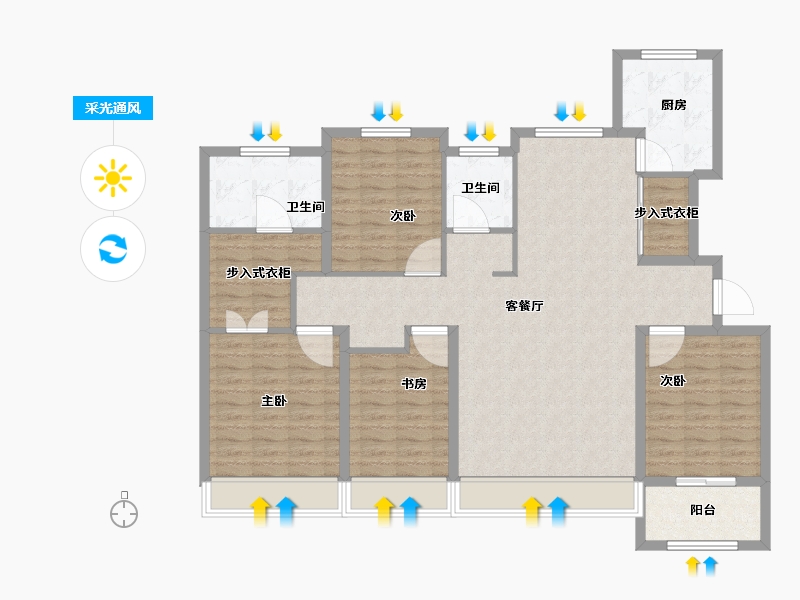 山东省-东营市-城投玺悦华府-128.01-户型库-采光通风