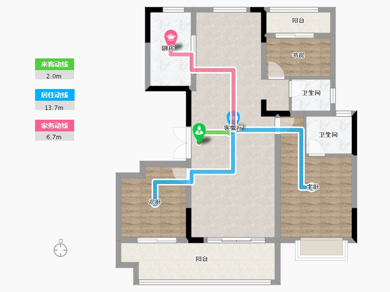 河南省-三门峡市-长安玖号院-104.66-户型库-动静线