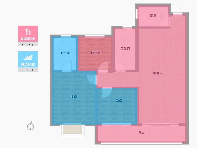 安徽省-宿州市-禾目长安府-84.01-户型库-动静分区