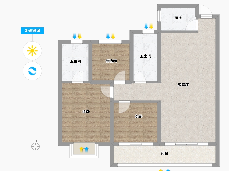 安徽省-宿州市-禾目长安府-84.01-户型库-采光通风