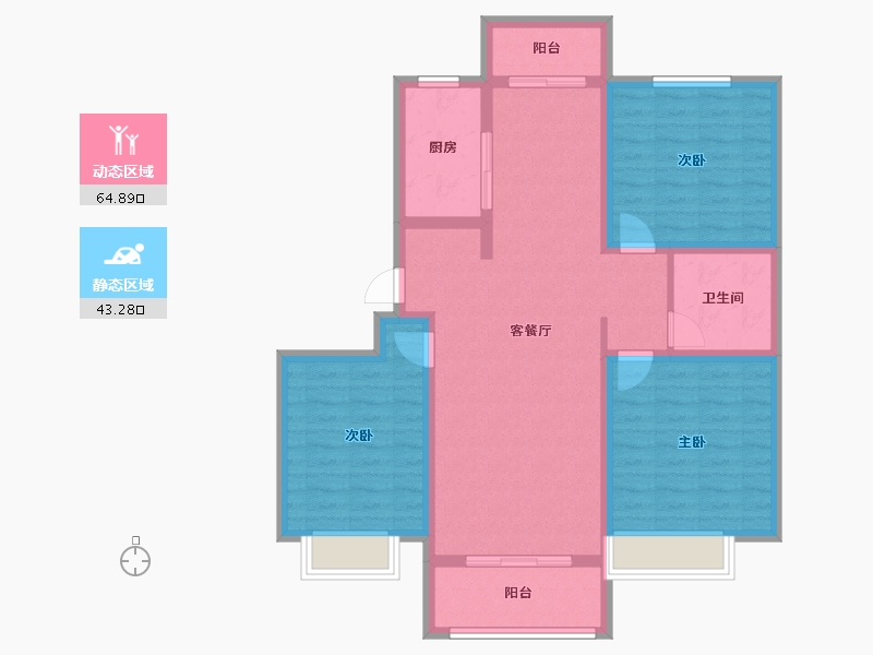 河南省-三门峡市-天河城珺园-96.66-户型库-动静分区