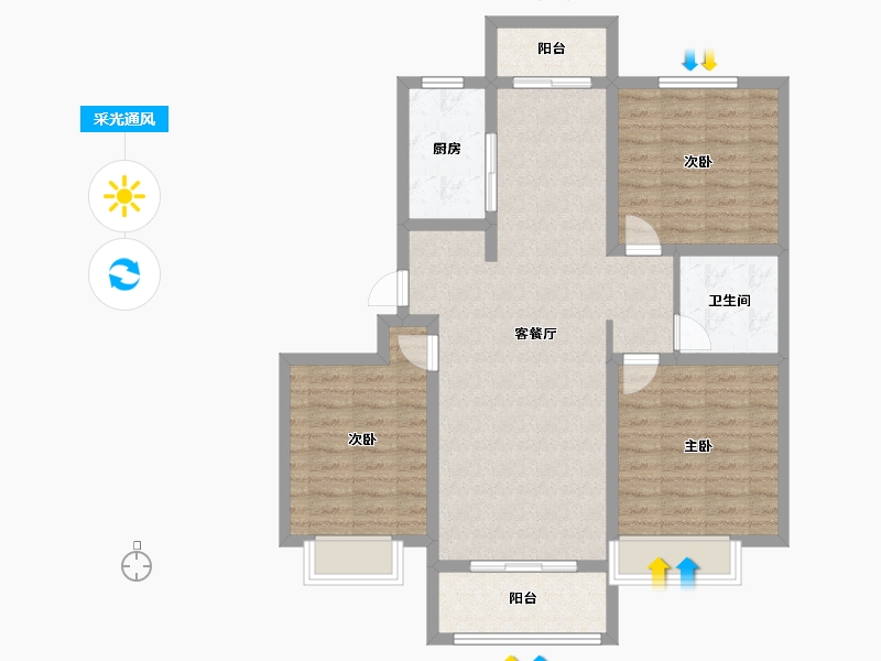 河南省-三门峡市-天河城珺园-96.66-户型库-采光通风