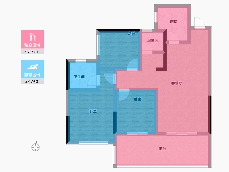 四川省-绵阳市-树高上院-83.62-户型库-动静分区