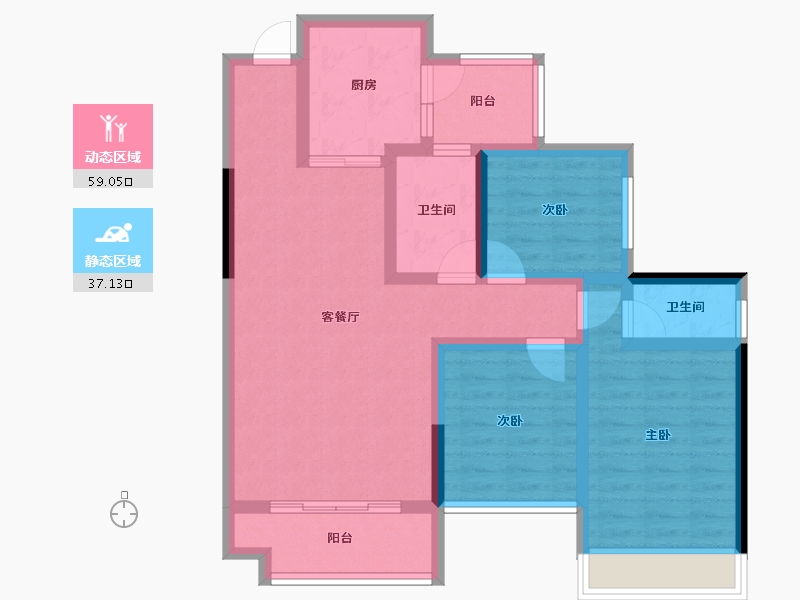 四川省-绵阳市-文泉理想城邦-84.28-户型库-动静分区