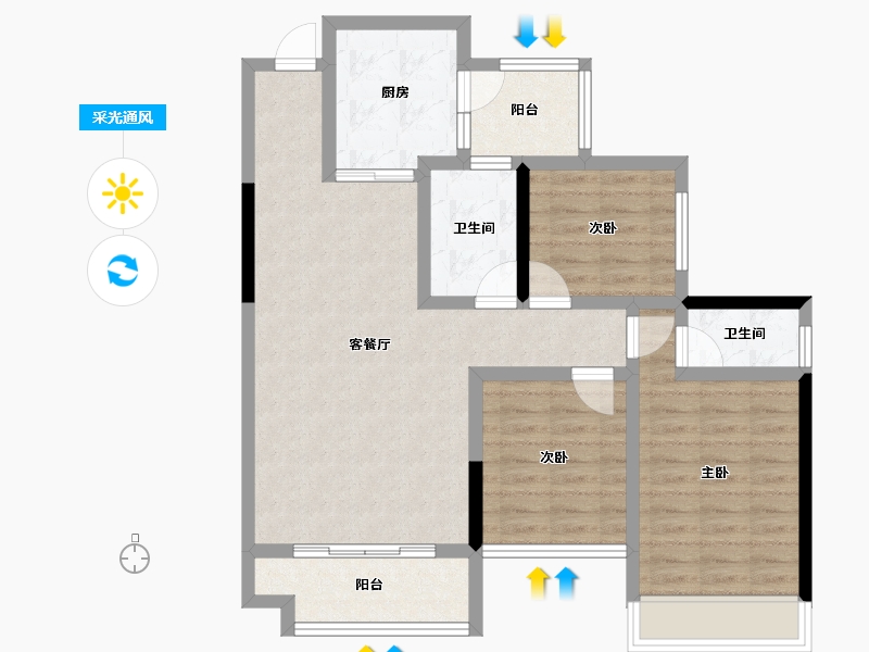 四川省-绵阳市-文泉理想城邦-84.28-户型库-采光通风