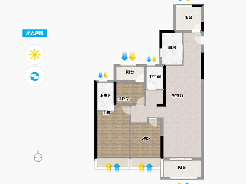 广东省-揭阳市-唐商·中央花园-98.75-户型库-采光通风